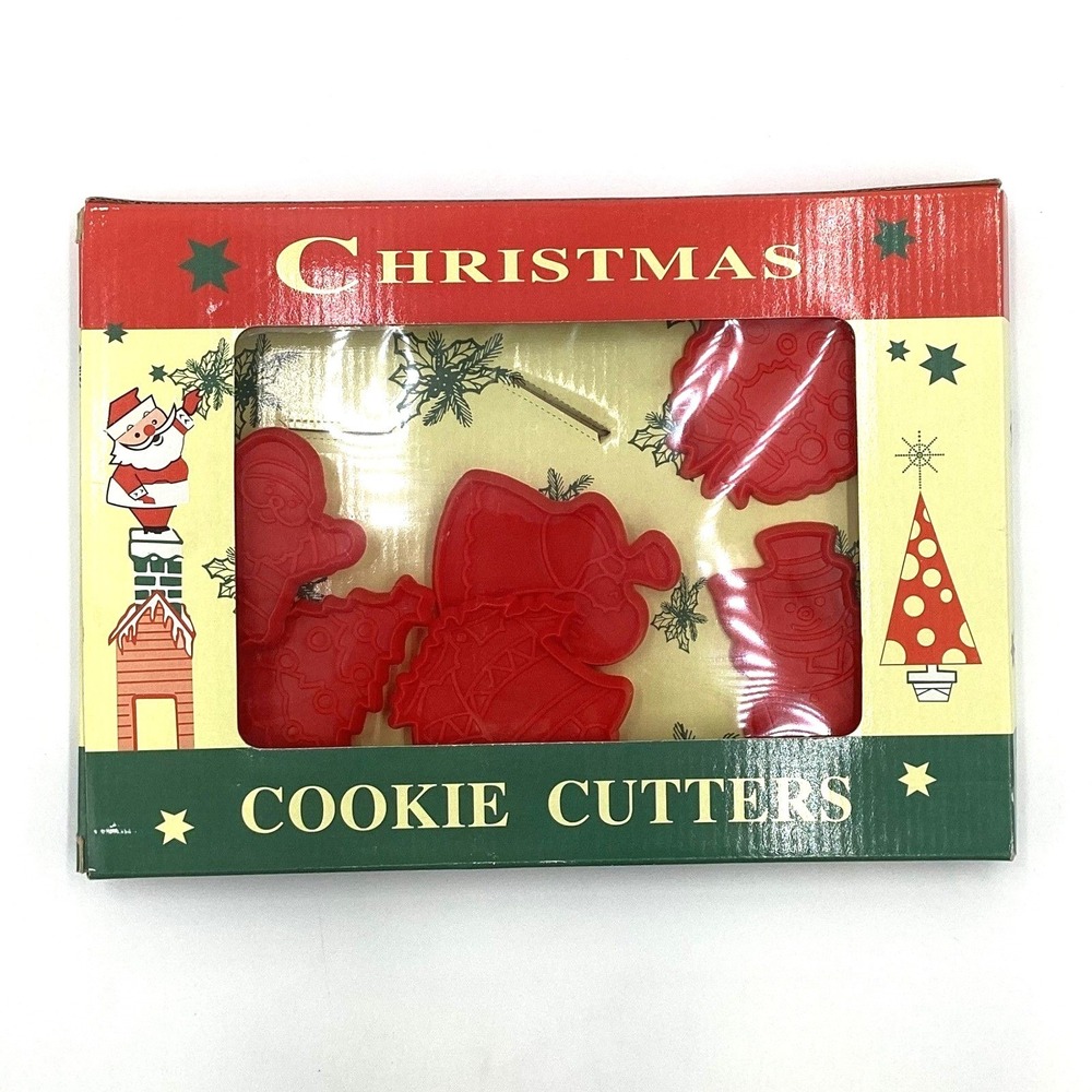 Vintage Cracker Barrel Christmas Cookie Cutters Set Holiday Baking Kitchen